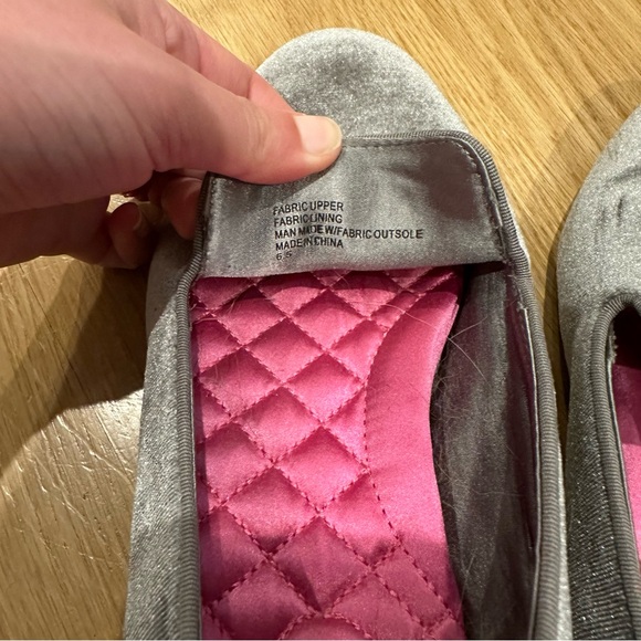 BIRDIES Flats/Loafers Slip-On Gray/Silver Velvet - Picture 3 of 3